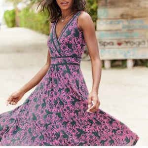 Boden Lorna Dress Folkloric Floral & Bird Jersey